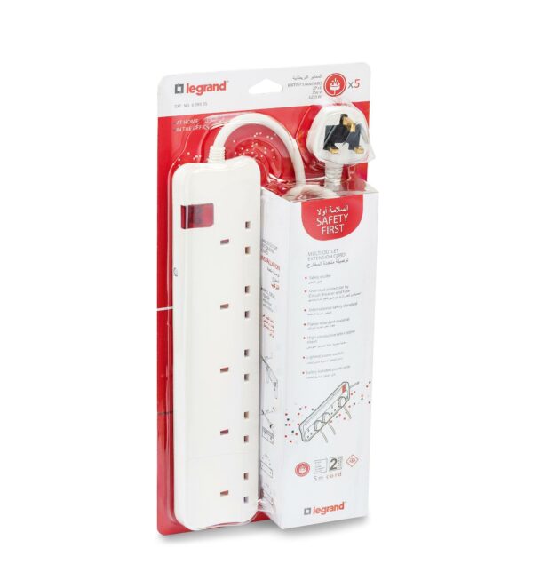 Legrand Power Extension Cord 5 Sockets 5M Long Cord White
