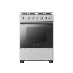 Toshiba gas oven, 4 burners, 60 cm, wide grille, steel surface, silver side